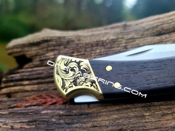Buck 110 - Leaf Scroll - NEW Relief Engraving - Fiber Laser Deep Engraved - EDC Knife - NIB