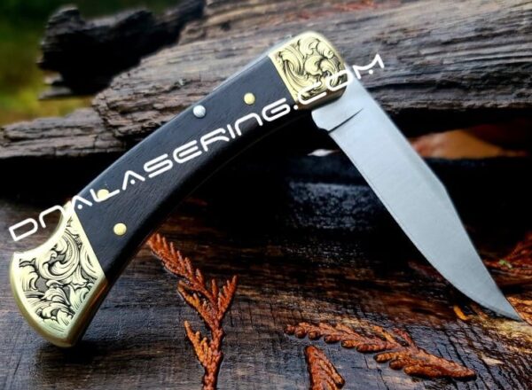 Buck 110 - Leaf Scroll - NEW Relief Engraving - Fiber Laser Deep Engraved - EDC Knife - NIB