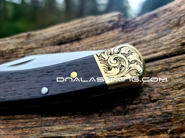 Buck 110 - Leaf Scroll - NEW Relief Engraving - Fiber Laser Deep Engraved - EDC Knife - NIB