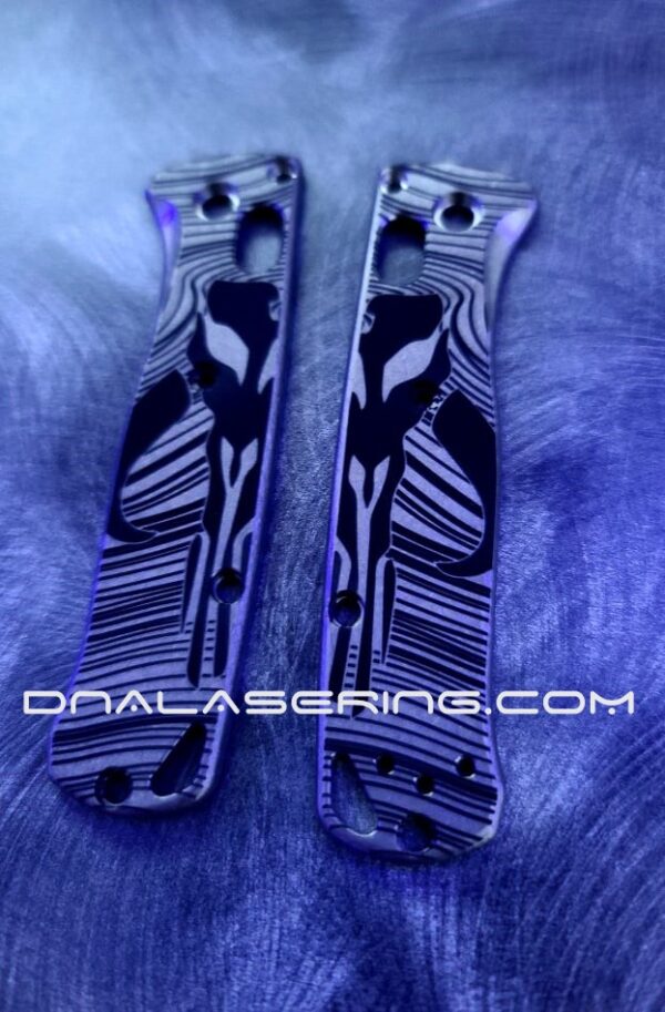 MINI Benchmade Bugout - Mythosaur Skull - Beskar Ingot - Deep Laser Engraved Titanium Scales - EDC Gear