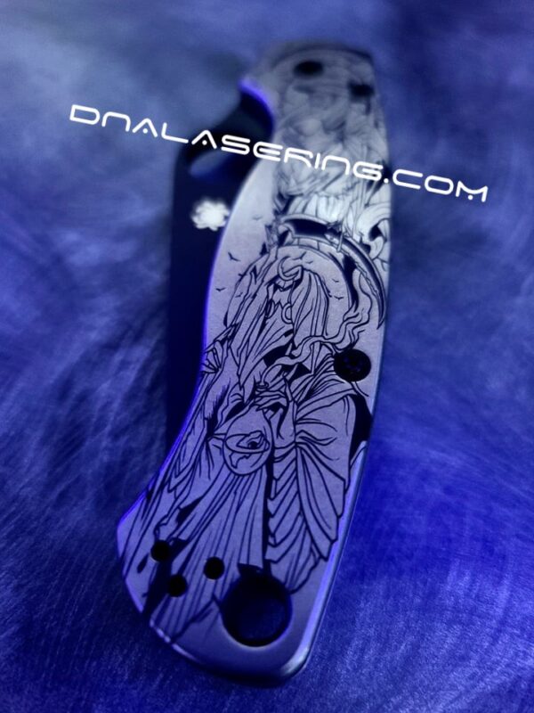 Spyderco PM2 - Plague Doctor - Engraved PM2 Titanium Knife Scales - Paramilitary 2 - EDC Gear - Knife & Hardware Optional