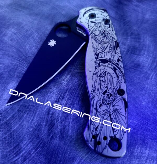 Spyderco PM2 - Plague Doctor - Engraved PM2 Titanium Knife Scales - Paramilitary 2 - EDC Gear - Knife & Hardware Optional