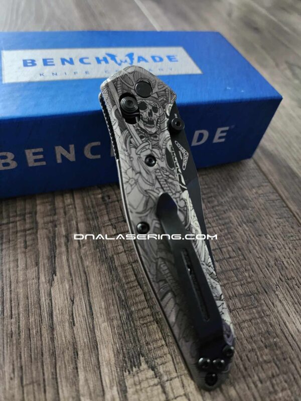 Benchmade 940 Osborne - Japanese Warrior - Samurai Skulls - Deep Laser Engraved Titanium Scales - EDC Gear *Scales Only*