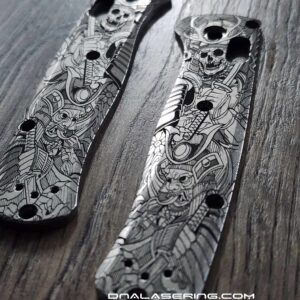 Benchmade Bugout - Japanese Warrior - Samurai Skulls - Deep Laser Engraved Titanium Scales - EDC Gear *Scales Only*