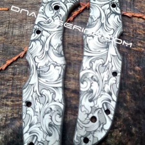 PM3 MAGNACUT Spyderco Para 3 Salt - Mandala Paisley Engraved AWT Skinny Titanium Scales - LynchNW Blacksmith Pocket Clip - Complete Knife