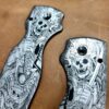 Spyderco Shaman - Japanese Warrior - Samurai Skulls - Deep Laser Engraved Titanium Scales - EDC Gear *Scales Only*