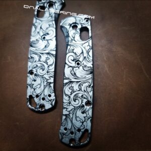MINI Benchmade Bugout - Leaf Scroll - Deep Laser Engraved Titanium Scales - EDC Gear *SCALES ONLY*