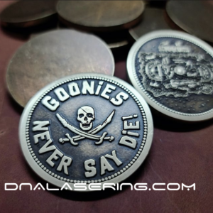 Goonies Doubloon - Deep Laser Engraved Brass Coin - Polished and Aged Finish