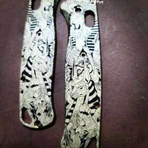 Benchmade Bugout - Egyptian Gods Design - Anubis - Maahes - Engraved Brass Knife Scales - EDC Gear *Scales Only*