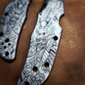 Spyderco Endura - Japanese Warrior - Samurai Skulls - Deep Laser Engraved Titanium Scales - EDC Gear *Scales Only* - Image 3