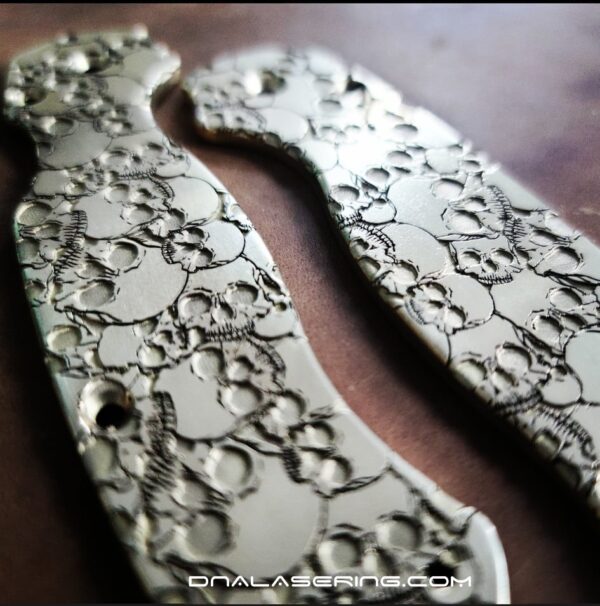 Spyderco PM2 - Skulls - NEW Relief Engraving Style - Deep Laser Engraved - PM2 Brass Knife Scales - EDC Gear *Knife Install Optional*