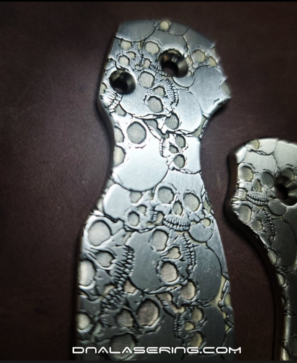 Spyderco PM2 - Skulls - NEW Relief Engraving Style - Deep Laser Engraved - PM2 Brass Knife Scales - EDC Gear *Knife Install Optional*