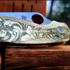 Spyderco PM2 Lotus - Leaf Scroll - NEW Relief Engraving Style - Deep Laser Engraved - Brass Knife Scales - EDC Gear *Knife Install Optional*