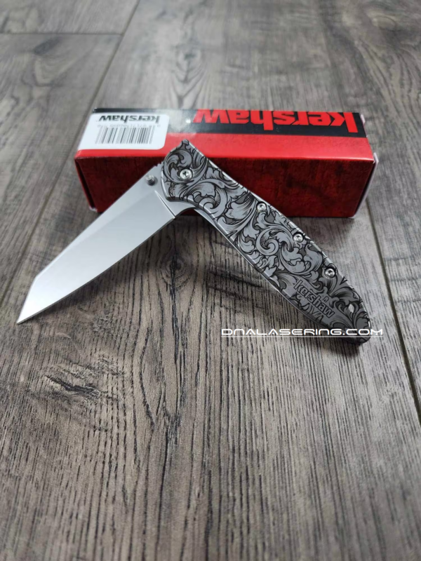 Kershaw Leek Framelock - Detailed Leaf Scroll - Deep Fiber Laser Engraving - EDC Knife - NIB