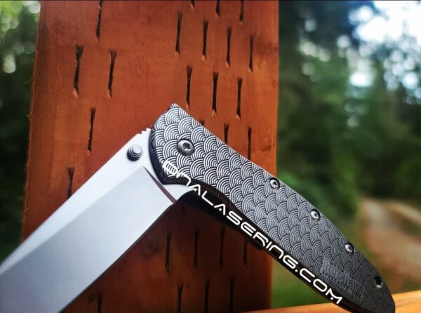 Kershaw Leek Framelock - Seigaiha Pattern - Japanese Waves - Deep Fiber Laser Engraving - EDC Knife - NIB