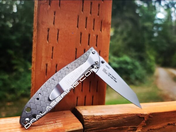Kershaw Leek Framelock - Seigaiha Pattern - Japanese Waves - Deep Fiber Laser Engraving - EDC Knife - NIB