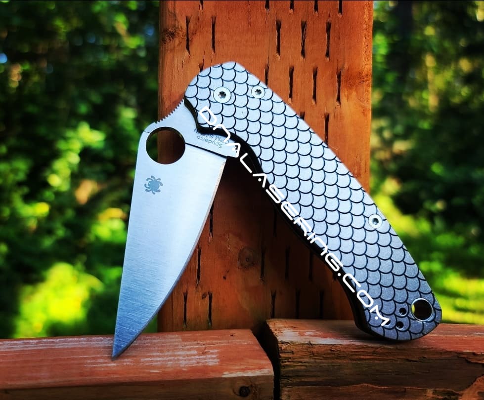 Spyderco PM2 – Dragon Scale – Fish Scale – Fiber Laser Deep