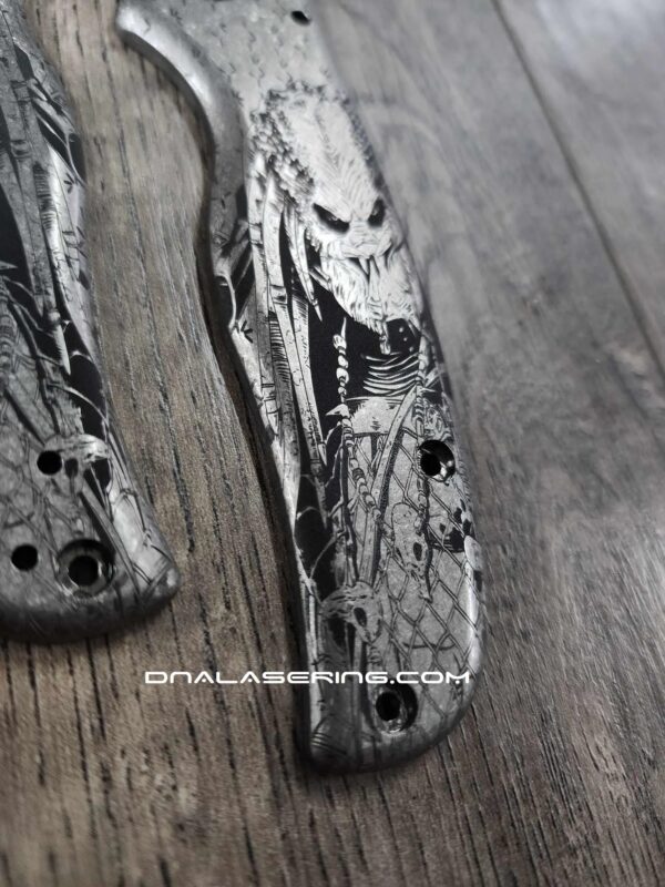 Spyderco Shaman - Predator / Alien - Deep Laser Engraved Titanium Scales - EDC Gear *Scales Only*