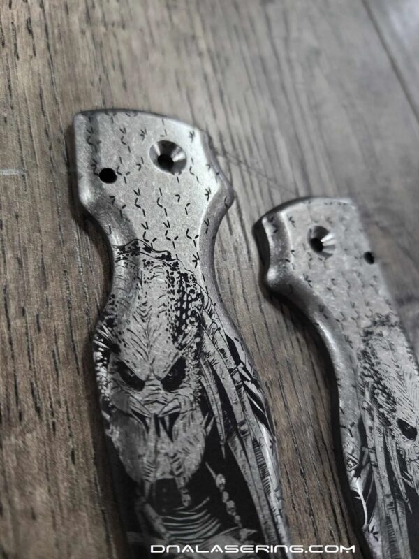 Spyderco Shaman - Predator / Alien - Deep Laser Engraved Titanium Scales - EDC Gear *Scales Only*