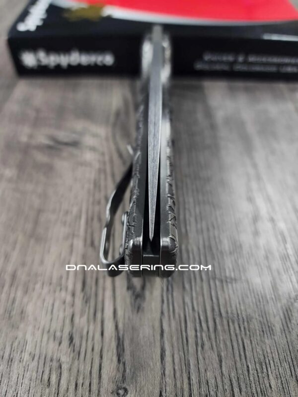 Spyderco Shaman - Skulls Pattern - Relief Laser Engraved - Titanium scales - Complete Knife - LynchNW Clip - Phosphor Washers