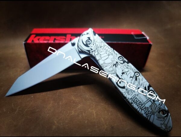 Kershaw Leek Framelock - Bodyguard - Japanese Guard - Samurai - Deep Fiber Laser Engraving - EDC Knife - NIB