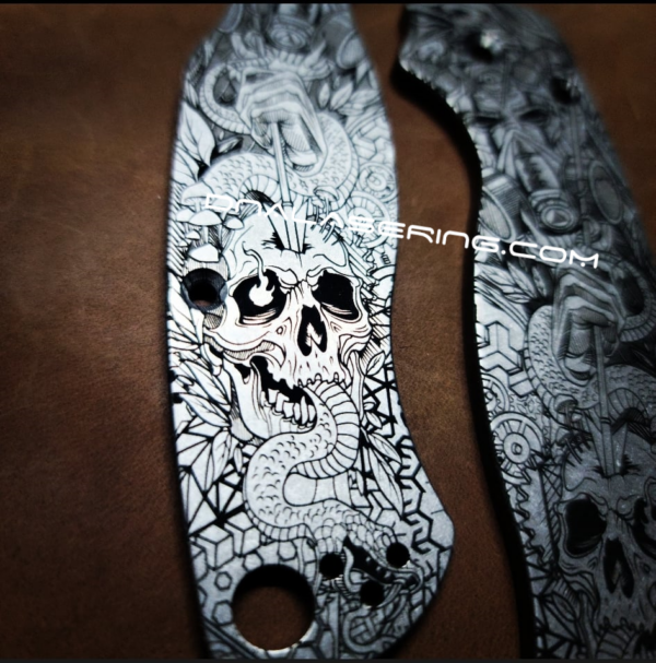 Spyderco PM2 - The Undying - Engraved PM2 Titanium Knife Scales - Paramilitary 2 - EDC Gear - Hardware & Knife Install Options