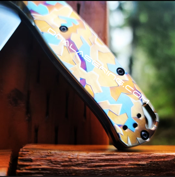 Benchmade Bugout - Broken Glass - Camo Pattern - Annealed MOPA Colors - Laser Engraved Titanium Scales - EDC Gear *Scales Only*