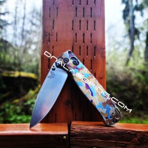 Benchmade Bugout - Broken Glass - Camo Pattern - Annealed MOPA Colors - Laser Engraved Titanium Scales - EDC Gear *Scales Only*