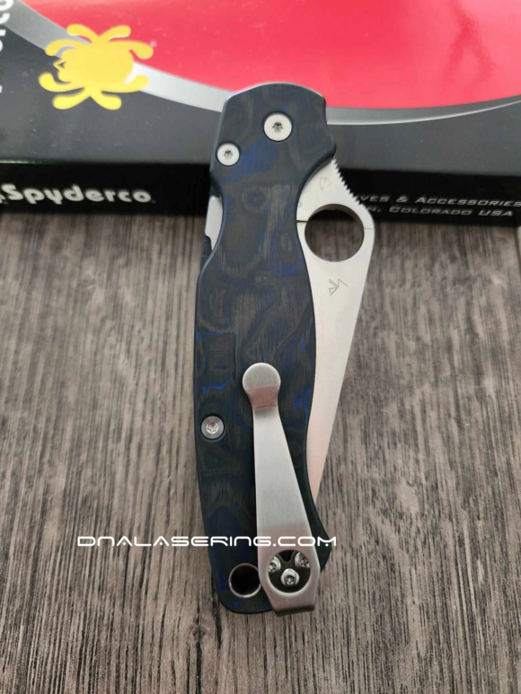 Spyderco PM2 – Blue Swirl – Carbon Fiber Paramilitary 2 Knife Scales – EDC Gear - Optional Hardware & Knife Install - Image 2