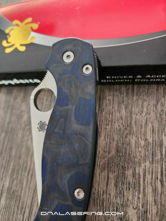 Spyderco PM2 – Blue Swirl – Carbon Fiber Paramilitary 2 Knife Scales – EDC Gear - Optional Hardware & Knife Install - Image 3