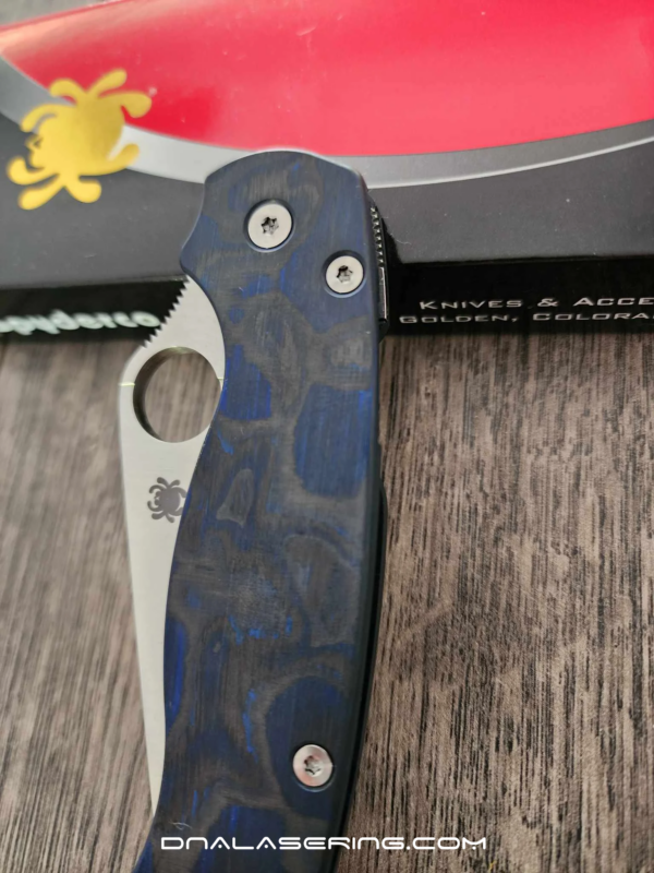 Spyderco PM2 – Blue Swirl – Carbon Fiber Paramilitary 2 Knife Scales – EDC Gear - Optional Hardware & Knife Install