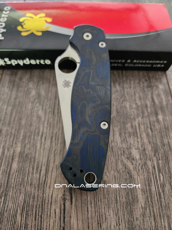 Spyderco PM2 – Blue Swirl – Carbon Fiber Paramilitary 2 Knife Scales – EDC Gear - Optional Hardware & Knife Install
