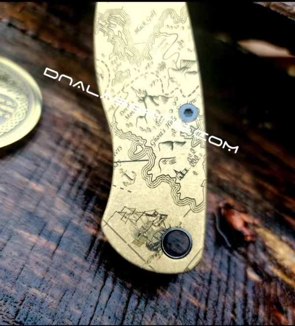 Spyderco PM2 - Treasure Map - Pirates - Engraved PM2 Brass Knife Scales - Paramilitary 2 - EDC Gear - Knife Install Optional