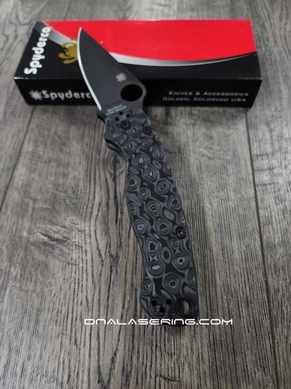 Spyderco PM2 – Damascus Pattern – Carbon Fiber Paramilitary 2 Knife Scales – EDC Gear - Optional Hardware & Knife Install