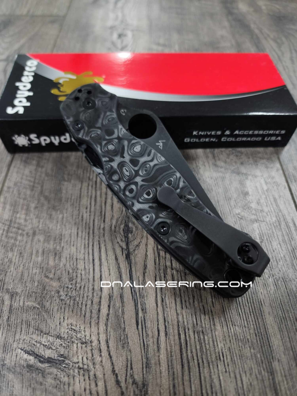 Spyderco PM2 – Damascus Pattern – Carbon Fiber Paramilitary 2 Knife Scales – EDC Gear - Optional Hardware & Knife Install