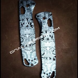 Benchmade Bugout TI - Aztec Calendar - Deep Laser Engraved Titanium Scales - EDC Gear *Scales Only*