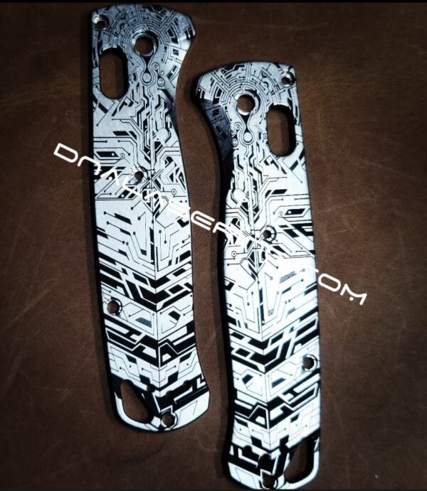 Benchmade Bugout - Cybertech - Circuit Board - Deep Laser Engraved Titanium Scales - EDC Gear *Scales Only*