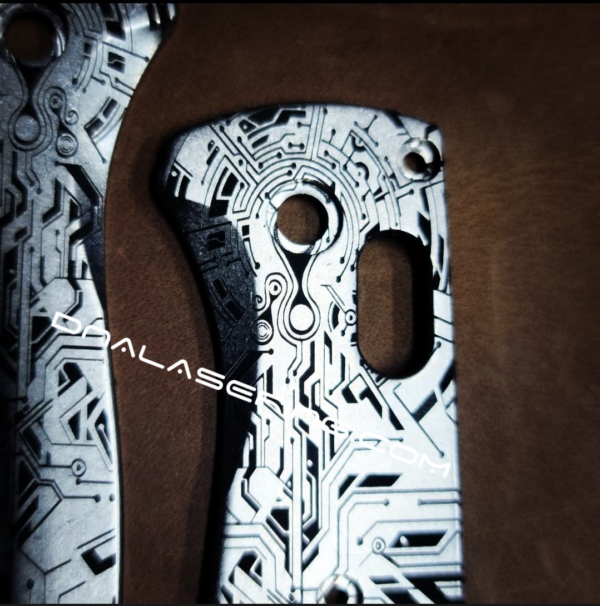 Benchmade Bugout - Cybertech - Circuit Board - Deep Laser Engraved Titanium Scales - EDC Gear *Scales Only*