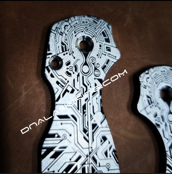 Spyderco PM2 - Cybertech - Circuit Board - Fiber Laser Deep Engraved - Titanium Knife Scales - EDC Gear - Knife & Hardware Optional