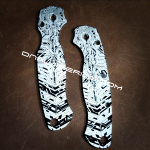 Spyderco PM2 - Cybertech - Circuit Board - Fiber Laser Deep Engraved - Titanium Knife Scales - EDC Gear - Knife & Hardware Optional