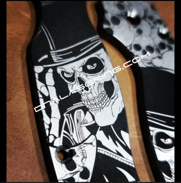 Spyderco PM2 - Ace of Spades - Death Card - Skull  - Fiber Laser Deep Engraved - Titanium Knife Scales - EDC Gear - Knife & Hardware Optional - Image 2