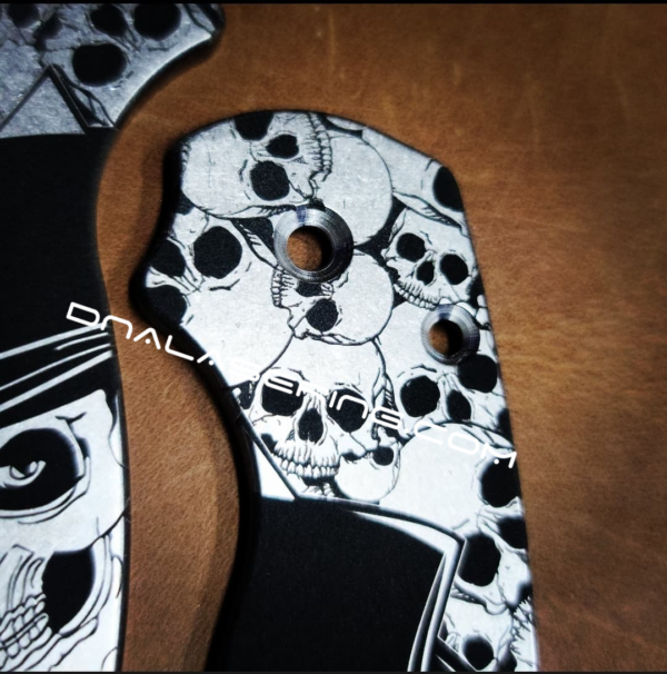 Spyderco PM2 - Ace of Spades - Death Card - Skull - Fiber Laser Deep Engraved - Titanium Knife Scales - EDC Gear - Knife & Hardware Optional