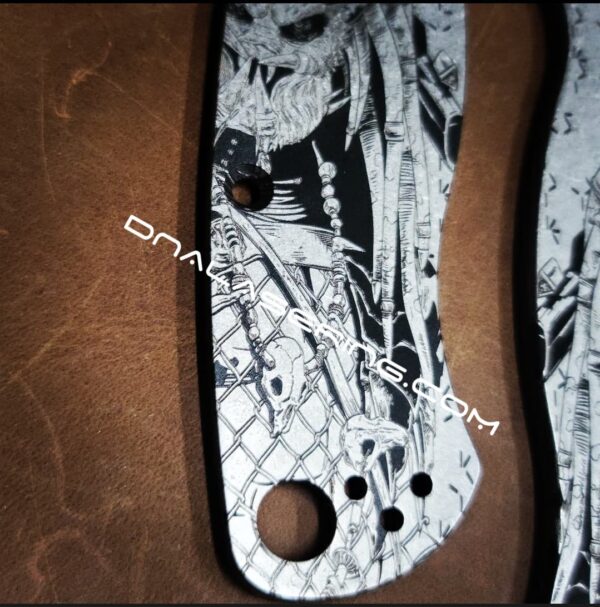 Spyderco PM2 - Predator - Fiber Laser Deep Engraved - Titanium Knife Scales - EDC Gear *Optional Knife Install*