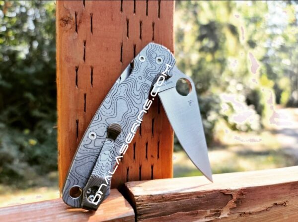 Spyderco PM2 - Topographic Map - Fiber Laser Deep Engraved - Titanium Knife Scales - EDC Gear *Knife & Hardware Optional*