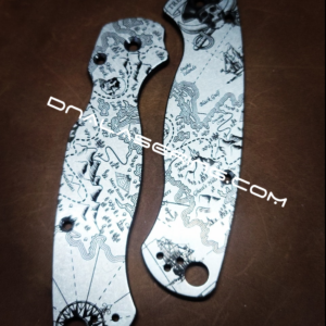 Spyderco PM2 - Treasure Map - Pirates - Fiber Laser Deep Engraved - Titanium Knife Scales - EDC Gear - Knife & Hardware Optional