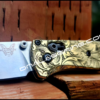 Benchmade Bugout Brass - Leaf Scroll - NEW Relief Engraving Style - Deep Laser Engraved - Brass Knife Scales - EDC Gear *Scales Only*