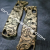 Benchmade Bugout Brass - Leaf Scroll - NEW Relief Engraving Style - Deep Laser Engraved - Brass Knife Scales - EDC Gear *Scales Only*