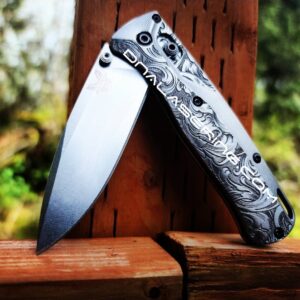 Benchmade Bugout Crossfade TI - Leaf Scroll - NEW Relief Engraving Style - Deep Laser Engraved - Titanium Knife Scales - EDC Gear *Scales Only*