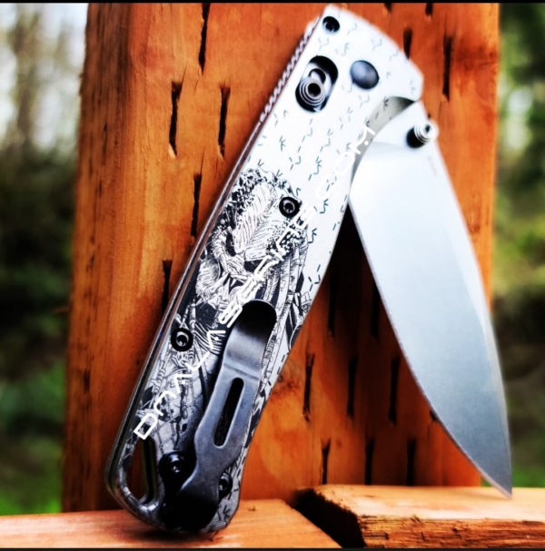 Benchmade Bugout TI - Predator - Deep Laser Engraved Titanium Scales - EDC Gear *Scales Only*