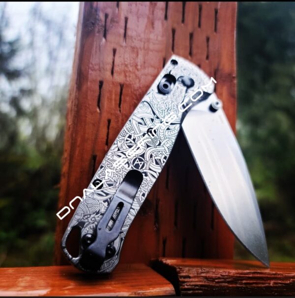 Benchmade Bugout TI - Viking Runes - Nordic Design - Deep Laser Engraved Titanium Scales - EDC Gear *Scales Only*